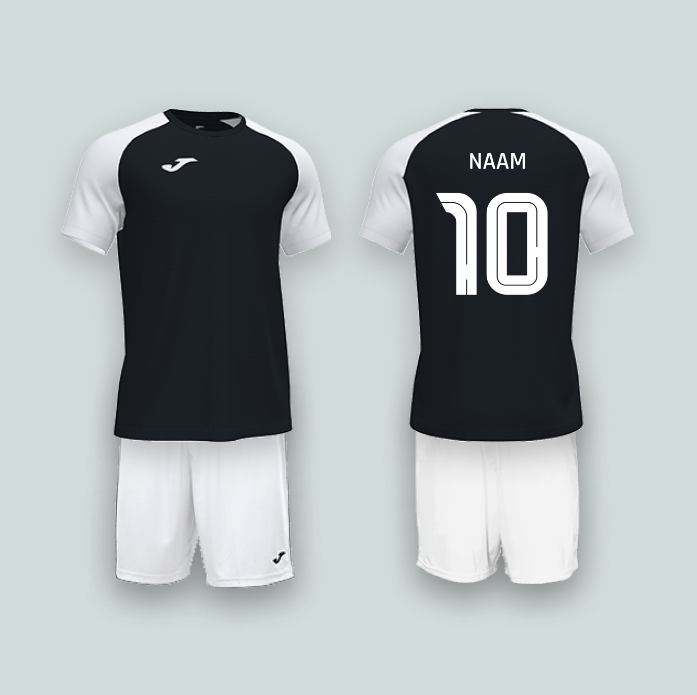 Joma Academy IV Zwart/Wit met naam en nummer